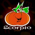 Scorpio. Zodiac sign Scorpio. ÃÂ¡artoon pumpkin. Sticker Scorpio.